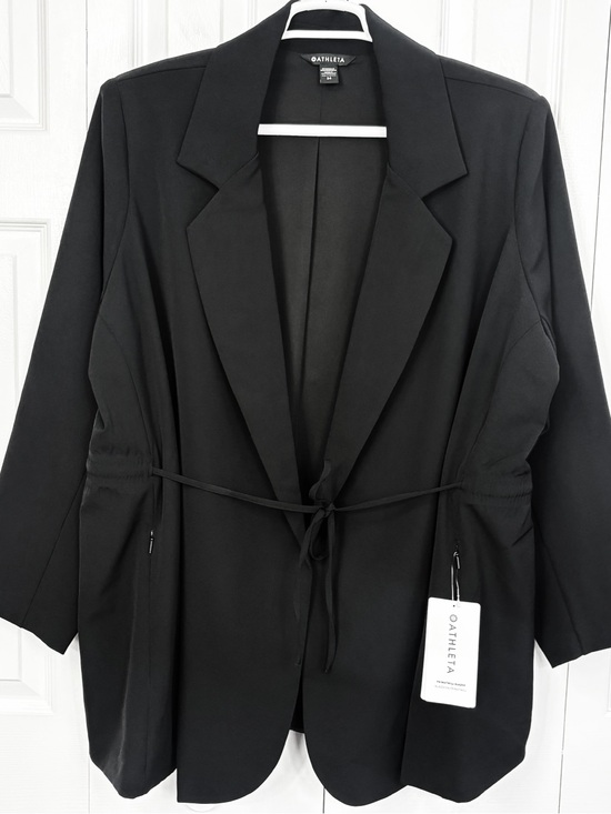 Athleta Jackets & Blazers - NWT Athleta Black Endless Primatwill Stretch Long Sleeve Tie Front Blazer 24